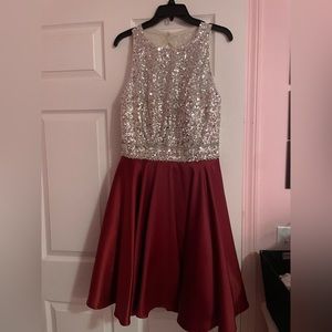Silver sequin and maroon